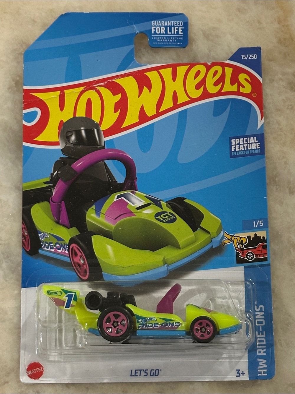 Hot Wheels Let's Go Lime Green & Purple Ride-On Toy Car